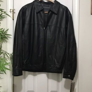 Roundtree and Yorke Black Leather Coat